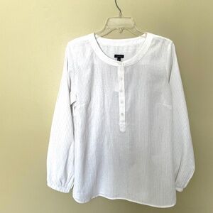 NWT Talbots White & Gold Cotton Loose Top size M